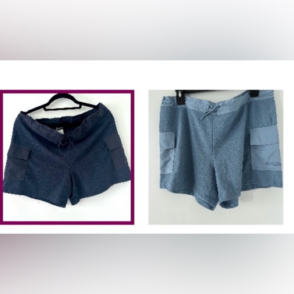 Set of 2 Shorts Track & Field adjustable waist Navy & light blue